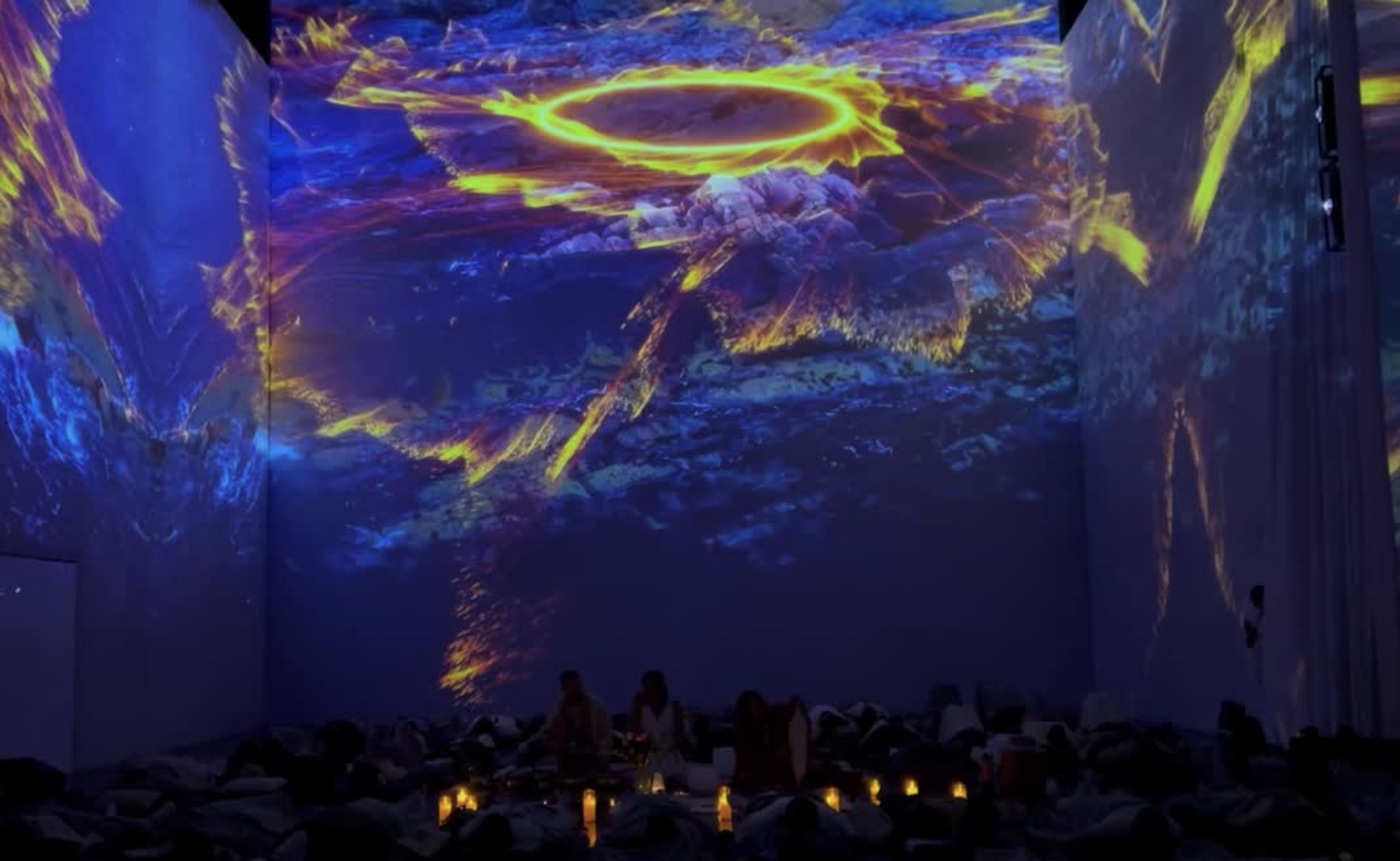 9D Experience immersive environment with floor-to-ceiling projections and guided meditation