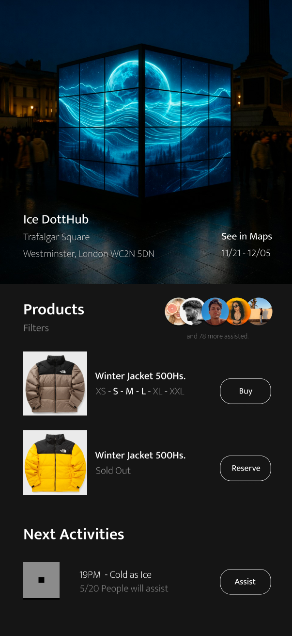 Dotthub app concept – products and activities